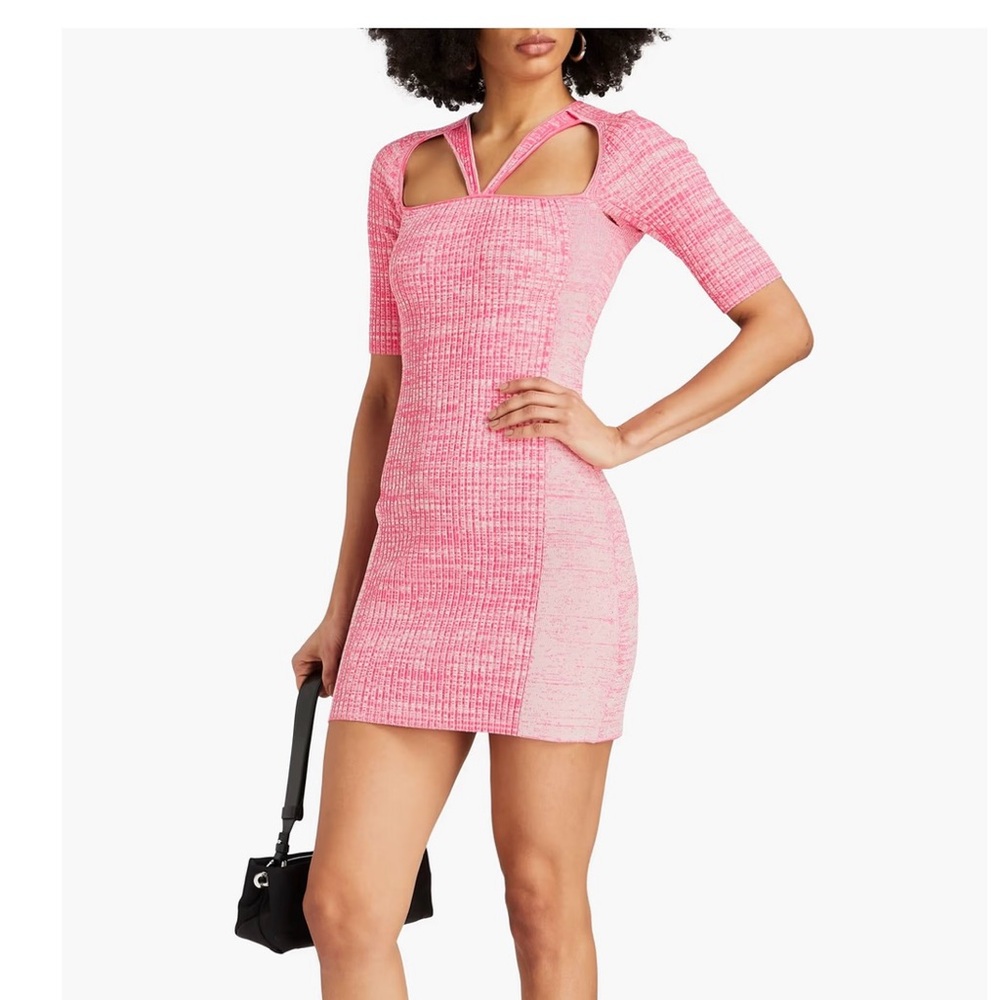 Ganni Pink Textured Mini Dress